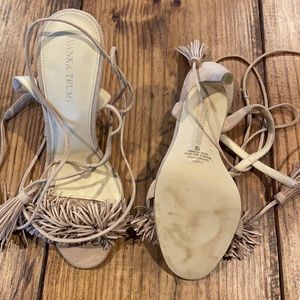 Gorgeous nude suede tassel lace up heels! Worn once! Size 8.